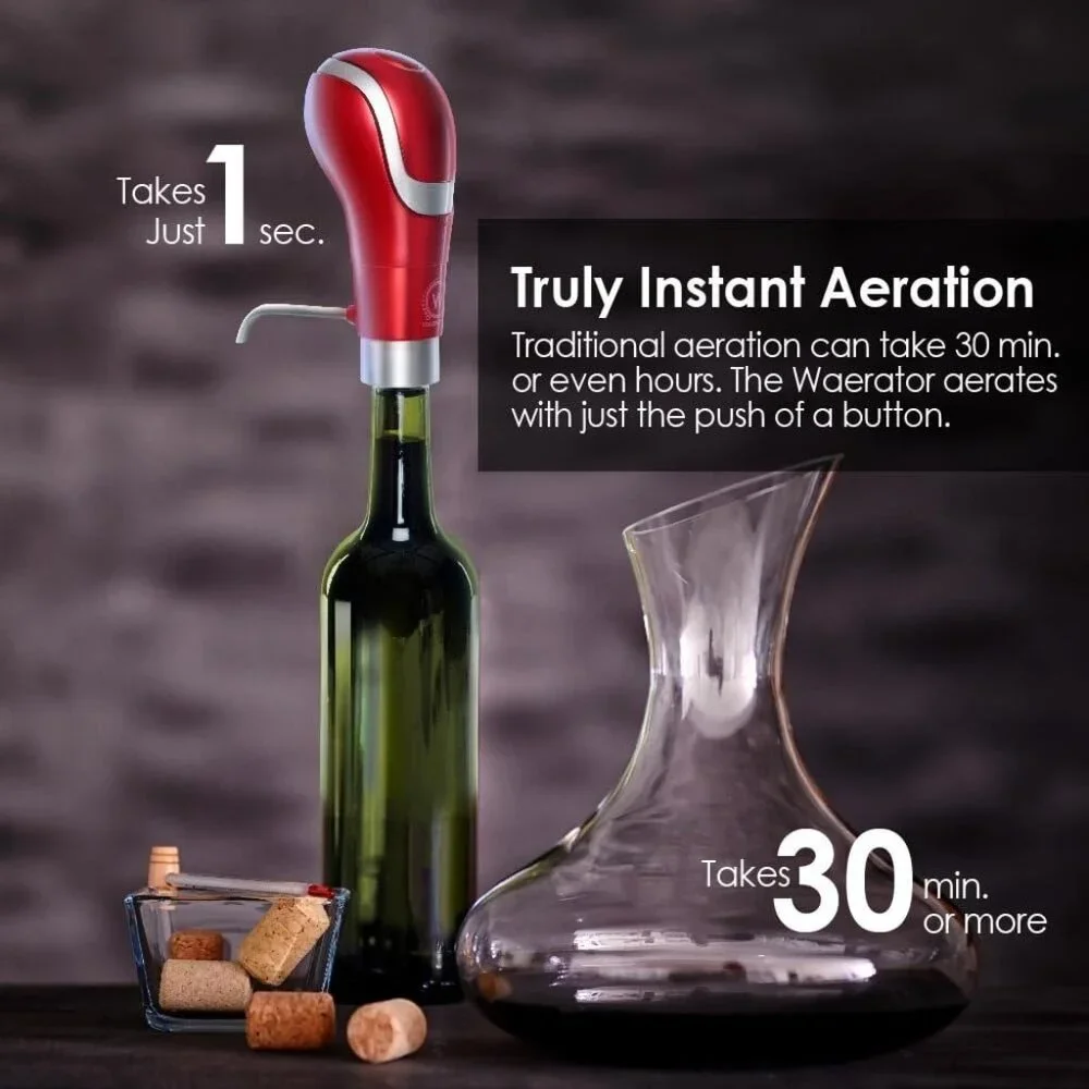 Instant 1-Button Electric Aeration and Decanter Wine Pourers, Portable, Black
